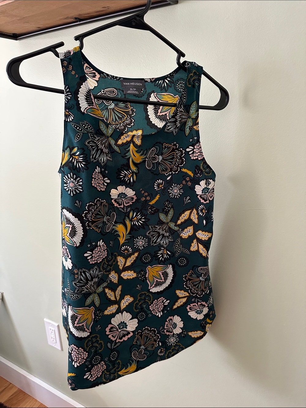 Van Heusen Teal Floral High-Neck Sleeveless Top